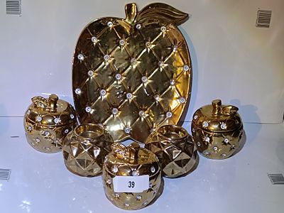 A Group of Pampa Bay Gold-Tone Apple Motif Decorative Objects, including Small Ornament Bowls