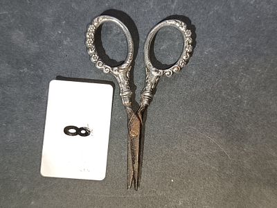 A Unique Levi & Salaman Sterling Silver Handled Grape Motif Embroidery Scissors- over 100 years