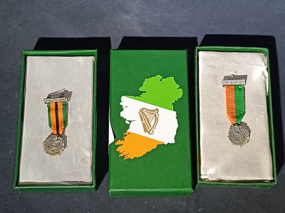 A Trio of Miniature Irish Commemorative or Service Medals in Presentation Boxes