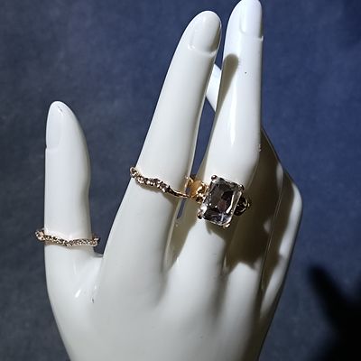 A Trio of Gold-Tone and Crystal Fashion Rings