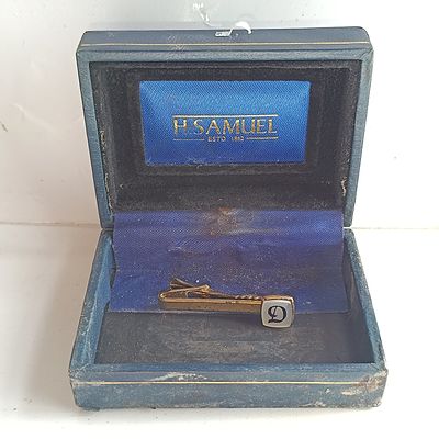 A Vintage Swank Gold-Tone Monogram Initial D Tie Clip