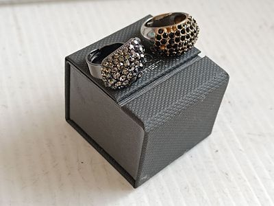 Two Contemporary Crystal and Pav&eacute; Set Costume Jewelry Rings