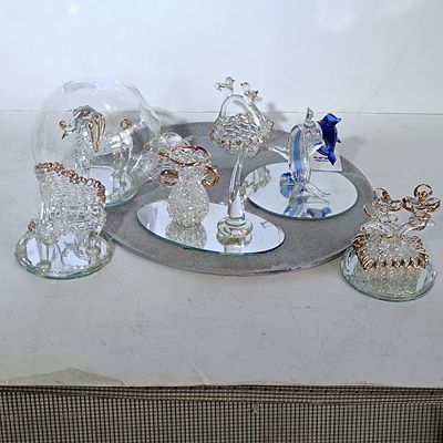 A Collection of Gilded Spun and Blown Glass Figurines