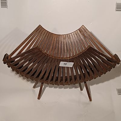 A Mid-Century Modern Slatted Wood Magazine Rack