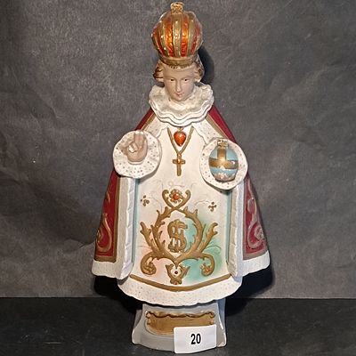 Vintage Chalkware Infant of Prague Statue
