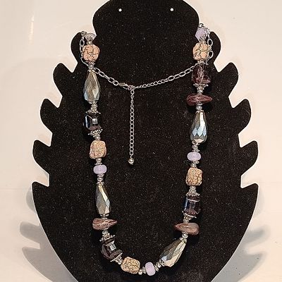 A Contemporary Multi-Material Beaded Costume Necklace with Silver-Tone Accents