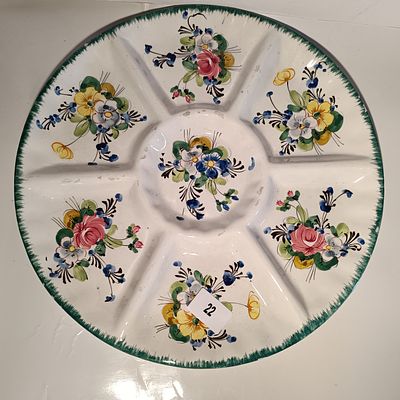 An Italian Hand-Painted Ceramic Divided Serving Platter