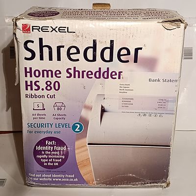 Rexel HS.80 Ribbon Cut Home Paper Shredder in Original Box