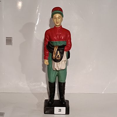 A Painted Cast-Metal Jockey Figurine in the Folk Art Style - 36cm