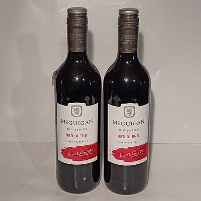 A Pair of McGuigan Bin Series Red Blend Wine Bottles