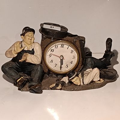 Laurel and Hardy Resin Mantel Clock