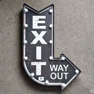 Vintage Style Marquee EXIT WAY OUT Metal Arrow Sign