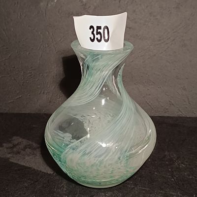 A Contemporary Seafoam Green and White Swirl Art Glass Vase
