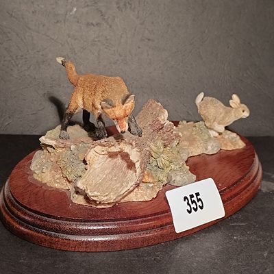 Border Fine Arts Painted Resin Wildlife Figurine of a Fox and Rabbit