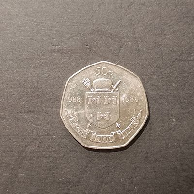 Vintage 1988 50 Pence Irish Coin