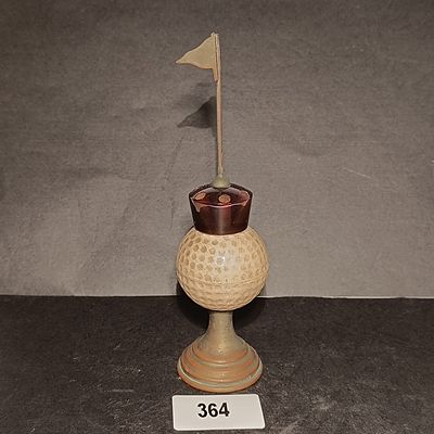 Vintage Golf Ball Novelty Toothpick Holder with 19th Hole Flag