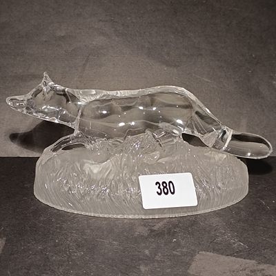 Crystal Prowling Fox Figurine on Frosted Grass Base