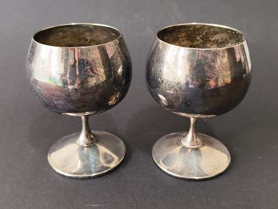 A Pair of Spanish Valero Silver-Plated Cordial Glasses