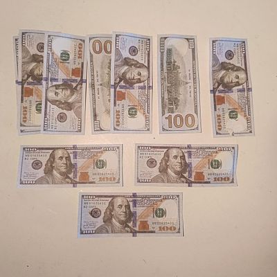 Collection of (8) Motion Picture Prop One Hundred Dollar Souvenirs Banknotes