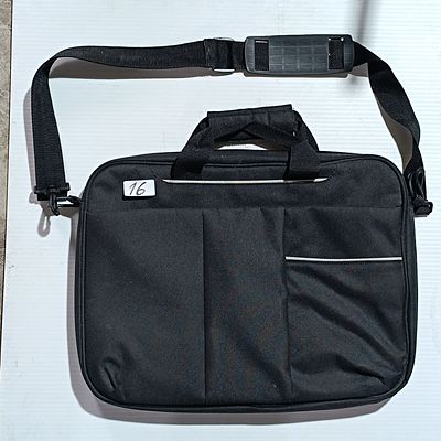 Black Synthetic Canvas Laptop Messenger Briefcase