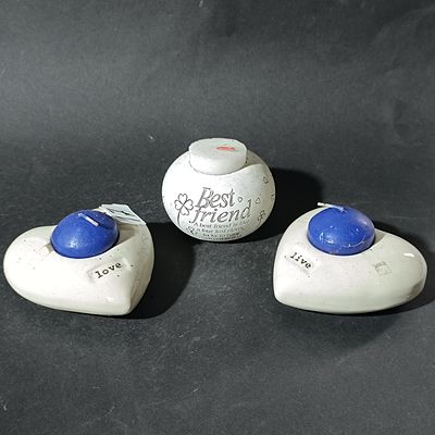 A Trio of Ceramic Sentiment Tealight Holders