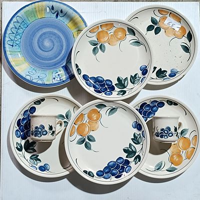 Eight Ceramic Tableware Items Including Biltons of England Fruit Pattern and a Decorative 