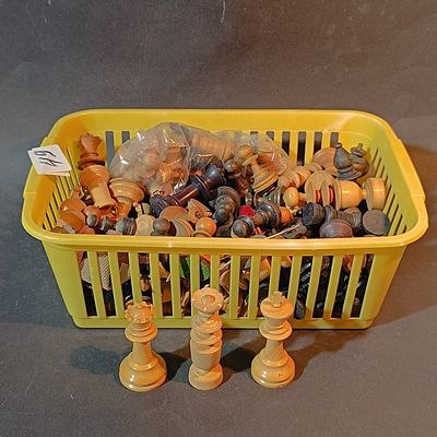 An Assortment of Vintage Chess Pieces Including French Regence Style
