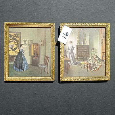 A Pair of Framed Interior Scene Prints after Leonard Campbell Taylor