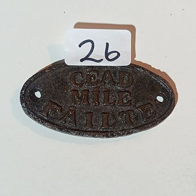 Vintage Cast Iron Cead Mile Failte Welcome Plaque
