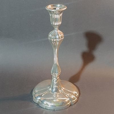 A Silver-Plated Fluted Baluster Candlestick in the Rococo Style