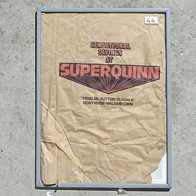 Framed Vintage Superquinn Promotional Paper Grocery Bag