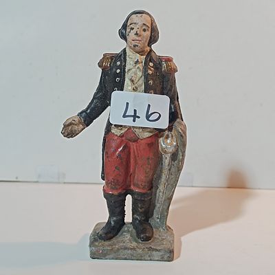 Antique George Washington Polychrome Painted Cast Iron Still Coin Bank -16 cm