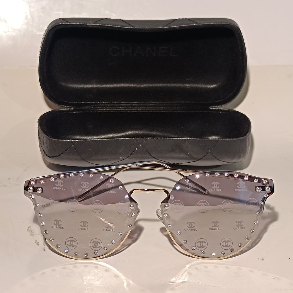 Chanel Style Sunglasses with Quilted Case