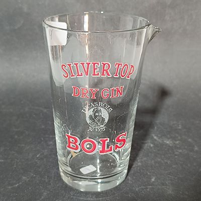 Vintage Lucas Bols Silver Top Dry Gin Glass Mixing Pitcher