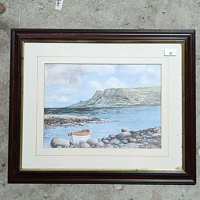 N. Wilson, Garron Point, Coastal Landscape, Watercolor