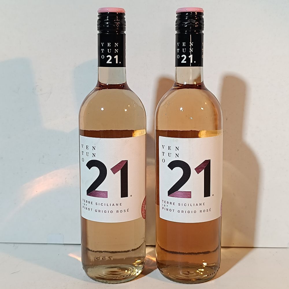 A Pair of Ventuno 21 Pinot Grigio Rose Wine
