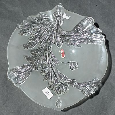 Large Walther-Glas Frosted and Textured Relief Glass Platter in Artesia Pattern -37 cm diameter