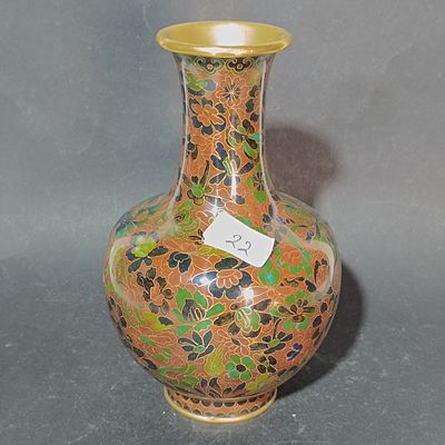 Chinese Zijincheng Brand Cloisonne Enamel Thousand Flowers Vase, 20th Century