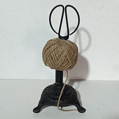 Victorian Style Cast Iron Twine Holder with Scissors