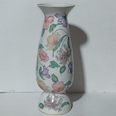 Large Porcelain Floral Floor Vase with Trumpet Neck -47 cm high