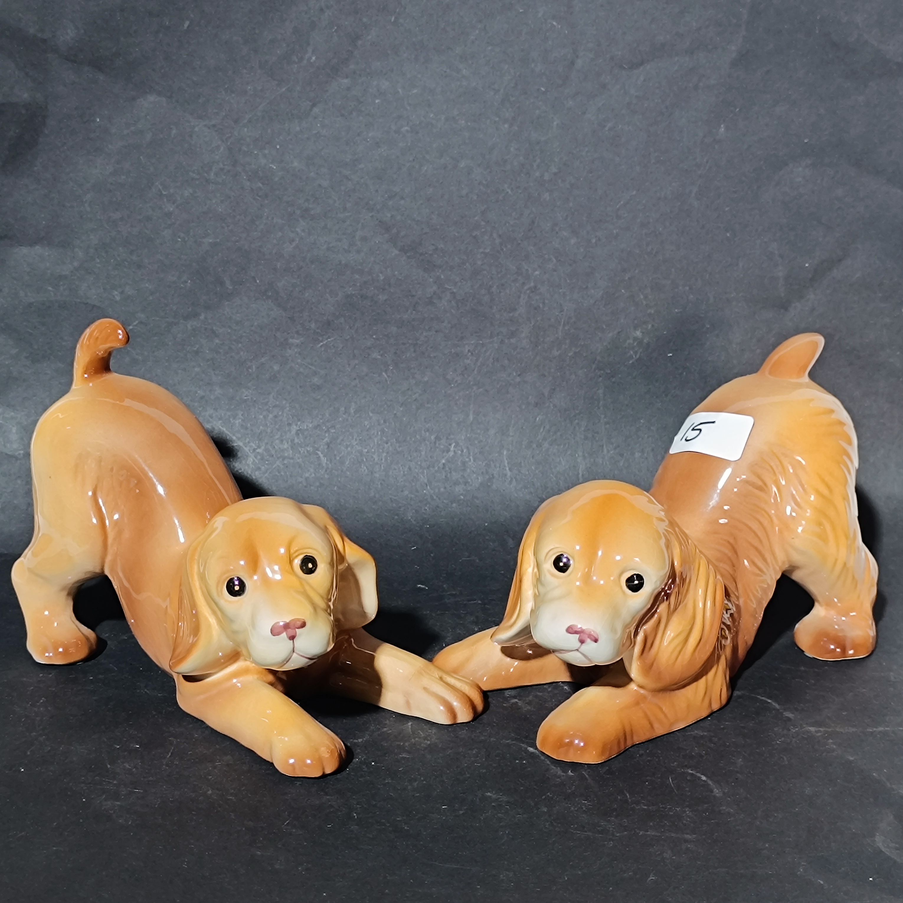 A Pair of Pereiras Portugal Glazed Ceramic Dog Figurines
