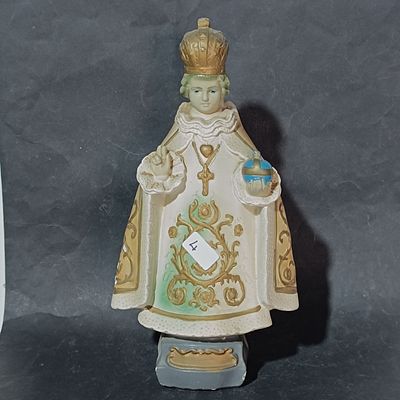 Vintage Painted Chalkware Infant Jesus of Prague Figurine -Approx. 39 cm