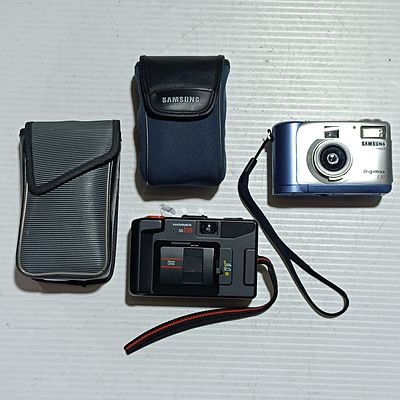 Two Compact Cameras Including Samsung Digimax 130 Digital and Hanimex 35 HS 35mm Film Cameras 
