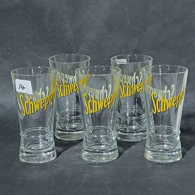 A Set of Schweppes Branded Glass Tumblers