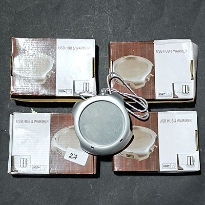 A Collection of USB Mug Warmer and Hub Desktop Accessories