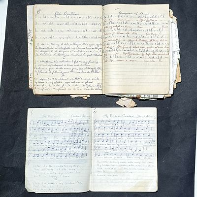 Two Manuscript Music Exercise Books containing Irish and International Folk Songs.