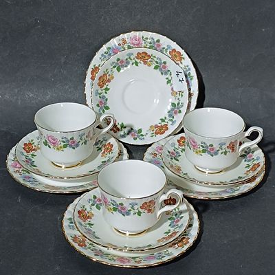 An Eleven Piece Collection of Royal Stafford Bone China Floral Tea Ware