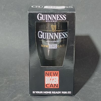 Guinness Draught New Bigger Can Promotional Pint Glass in Original Packaging