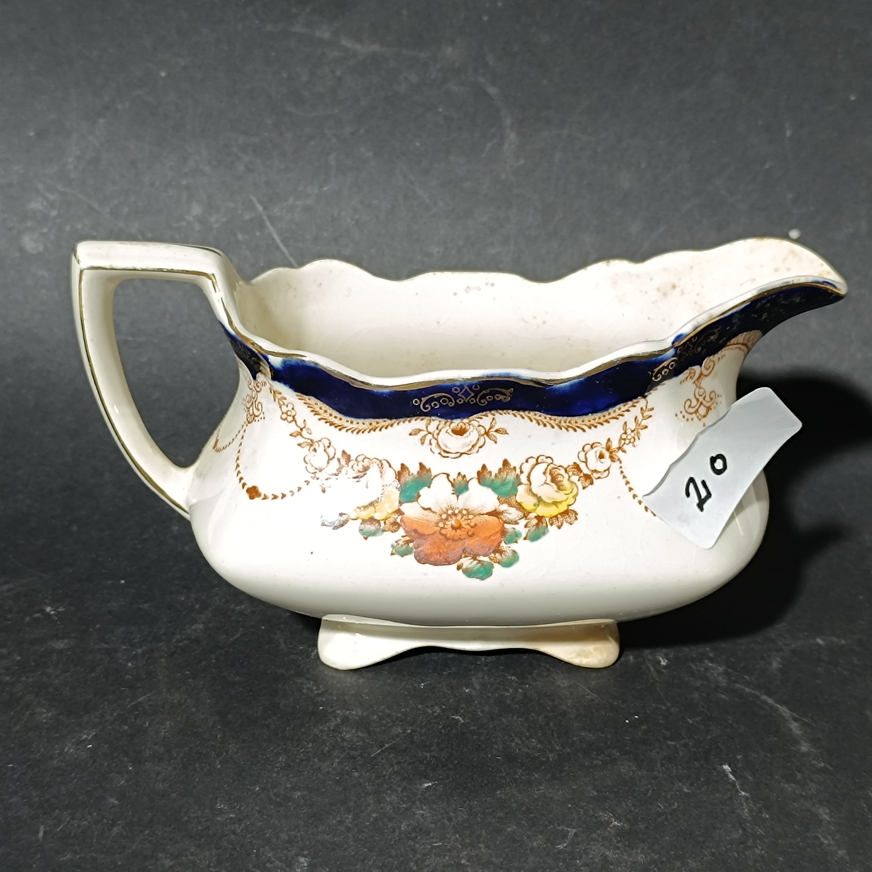 Myott Son and Co Rosemary Pattern Footed Earthenware Gravy Boat