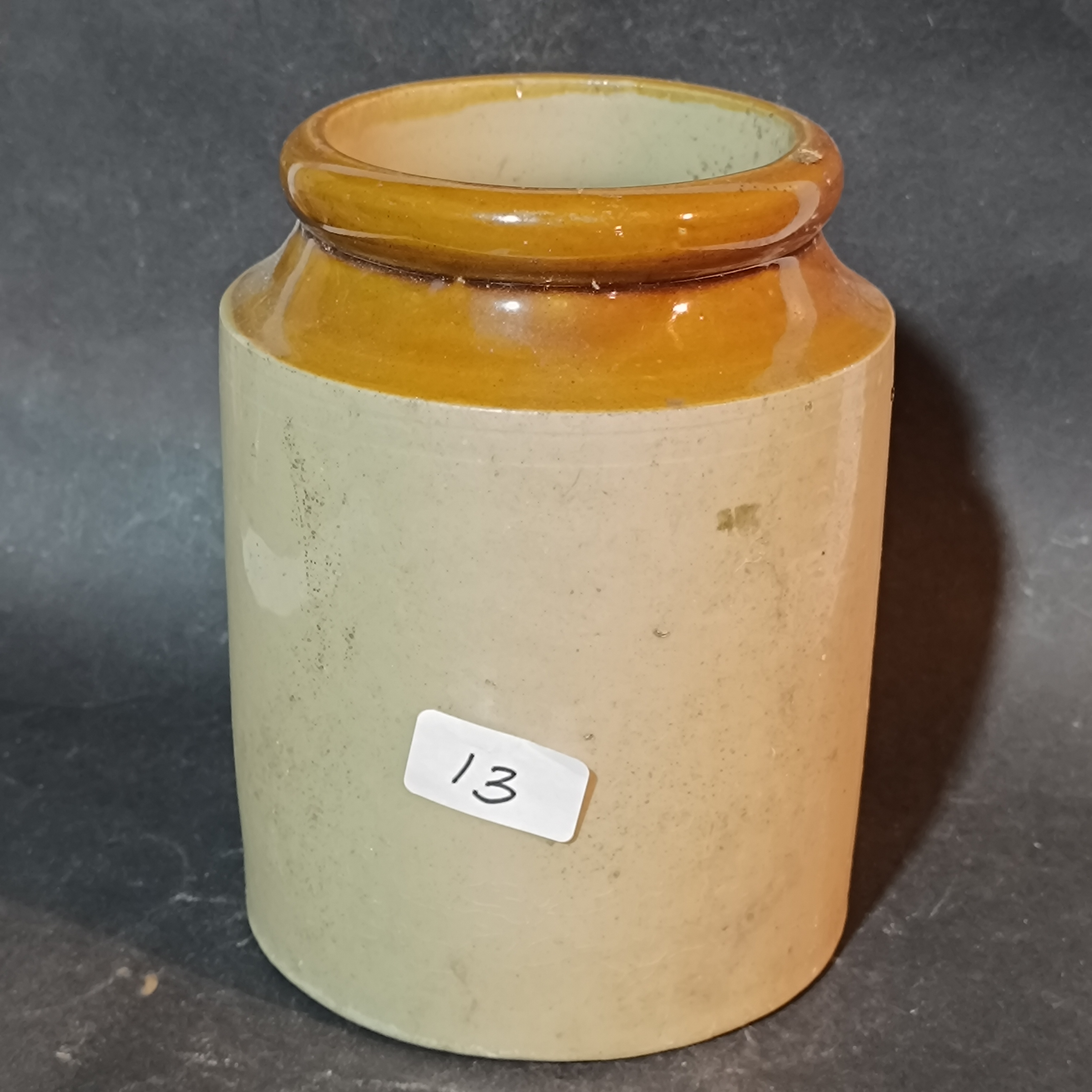 Antique TwoTone SaltGlazed Stoneware Preserve Jar